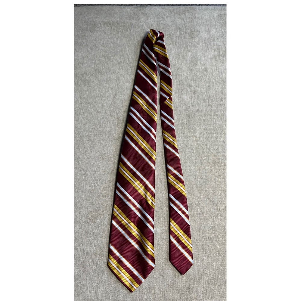 Vintage Anderson-Little Silk Tie Mens Burgundy Gold Striped Wemco 70s 80s 1056